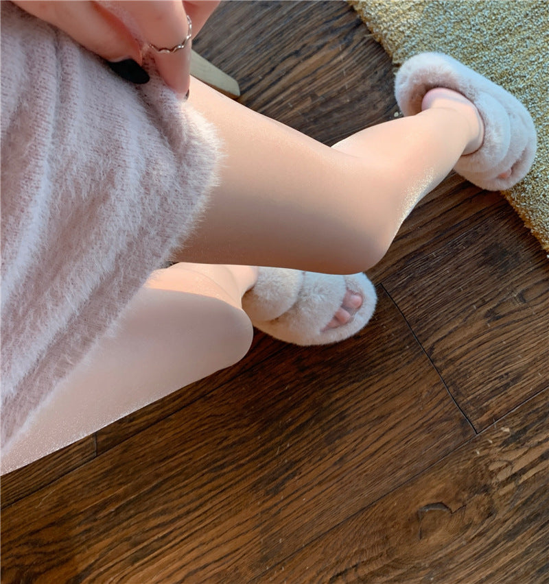 Micro-shimmering Transparent Pearly One-line Crotch Bottoming Socks