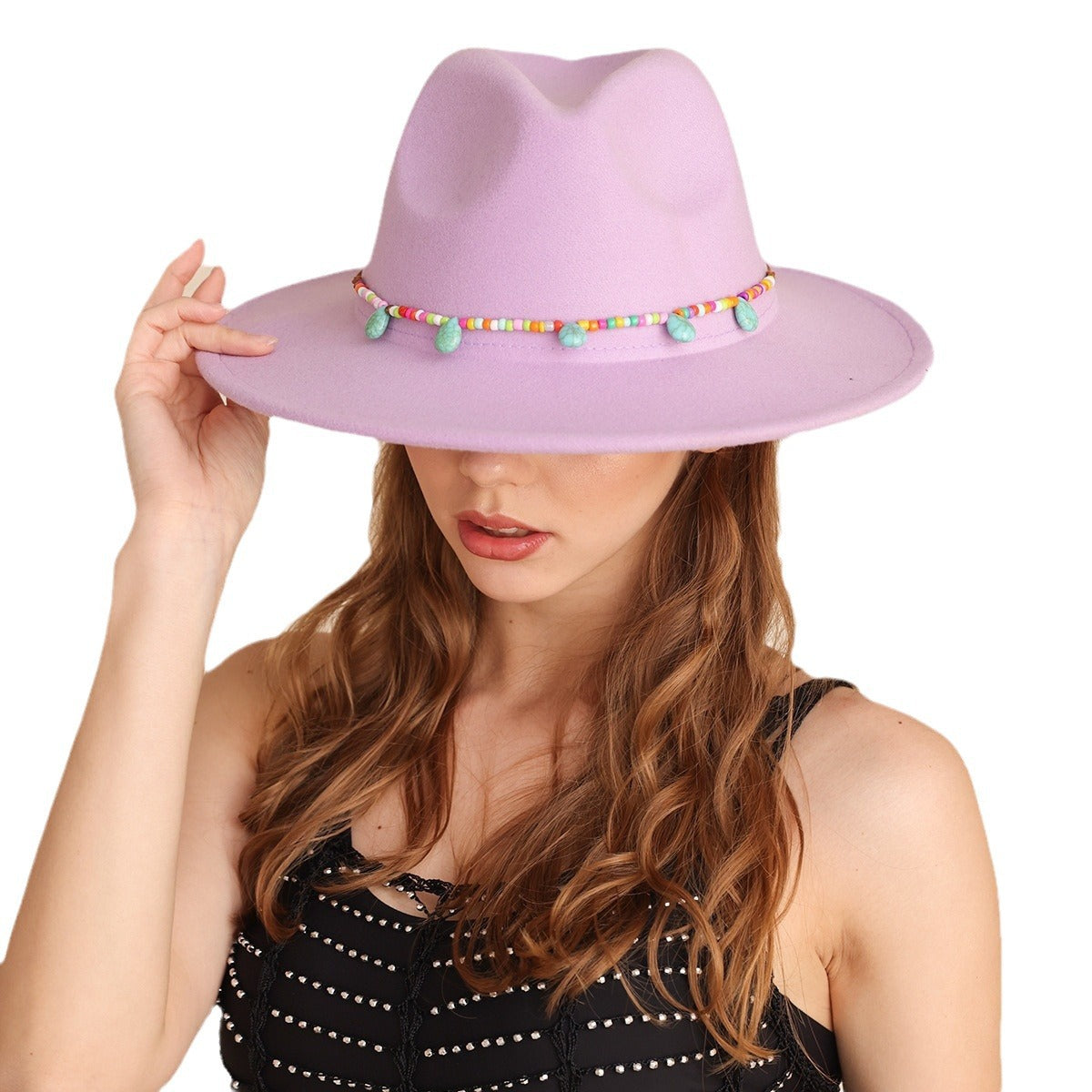 Western Cowboy Hat Woolen Cow Head Purple Women's Fedora Hat