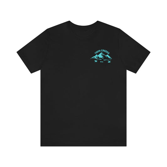 Shuangxi Shirt Turquoise Men's Women's Round Neck Short Sleeve
