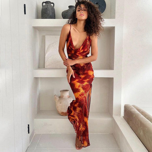 Women's Printed Polyester Strap Dress