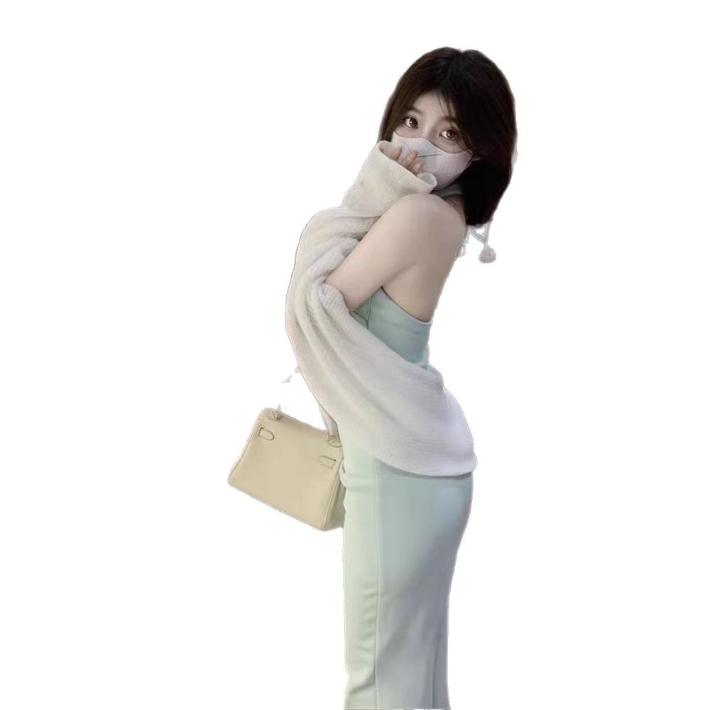 Summer High-end Pure Desire Style Backless Hip-hugging Long Dress