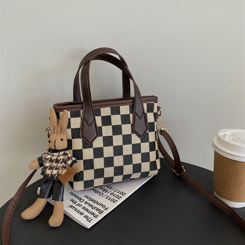 Mode Houndstooth Skuldertasker Bærbare Skakternede Håndtasker All-match Messenger Taske Dame Totes