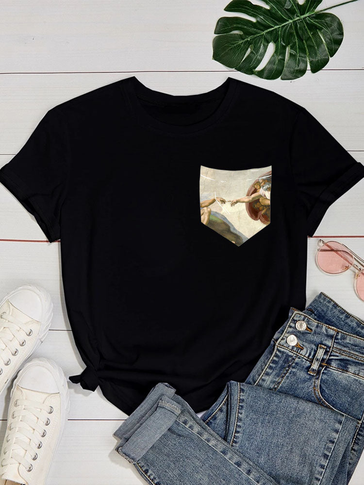 Europæisk og amerikansk alfabettryk kortærmet T-shirt