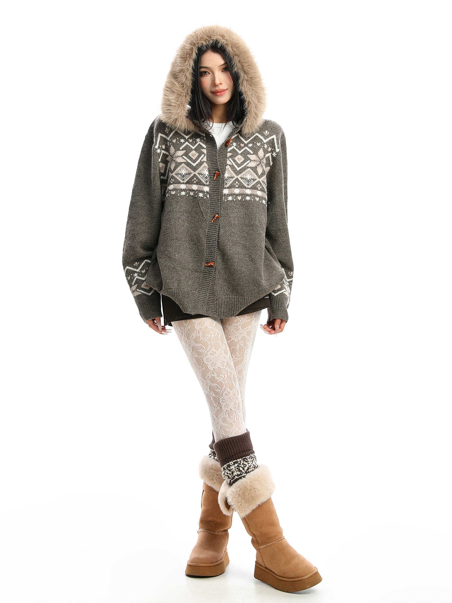 Women's Fashionable Contrast Color Mock Neck Sweater Coat