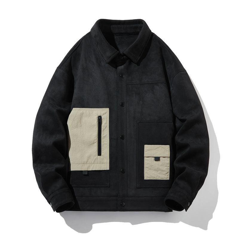 Suede Fabric Jacket Men's Spring And Autumn Fashion Brand Youth Casual Loose Lapels Coat Top Men's Clothing