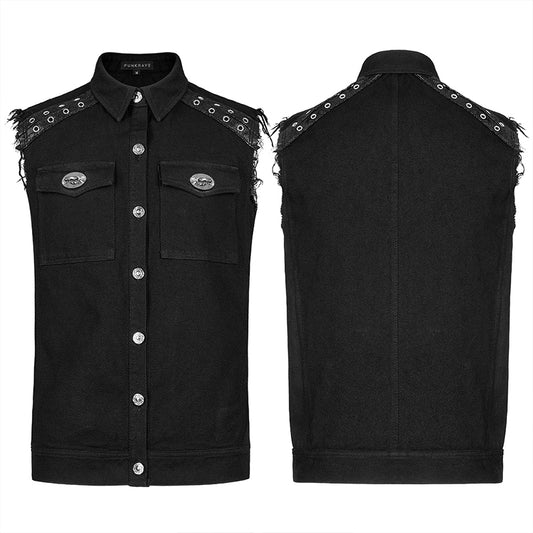 Simple Wind Black Vest Men's Coat