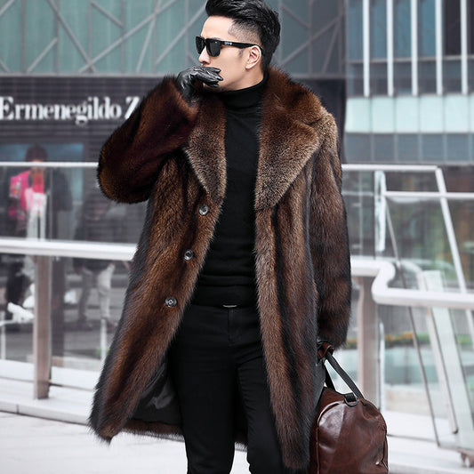 Men's Thick Mid-length Faux Leather Jacket