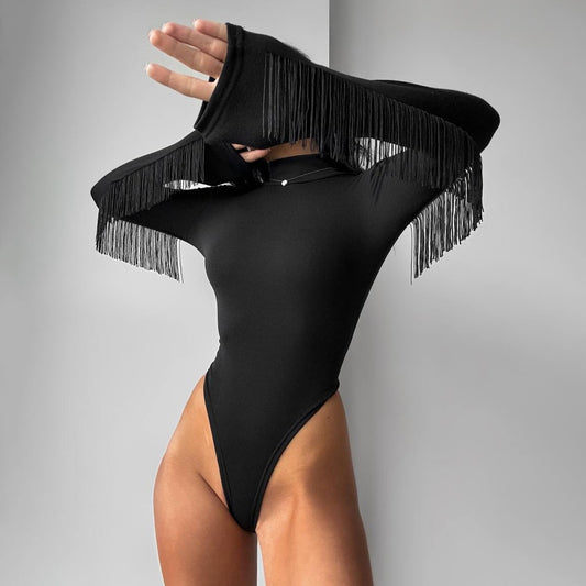Moderne europæisk og amerikansk-inspireret design ensfarvet basis-jumpsuit med kvaster
