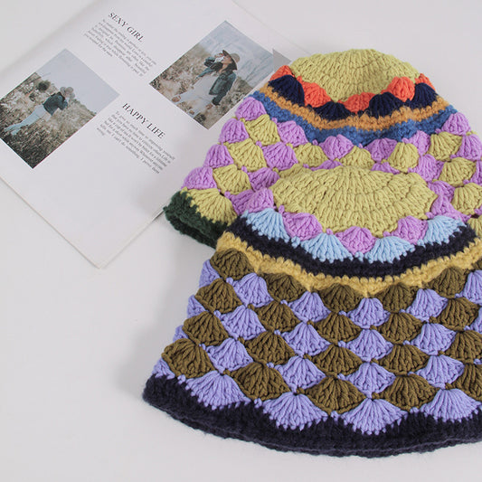 Women Outdoor Short Brim Windproof Wool Beanie