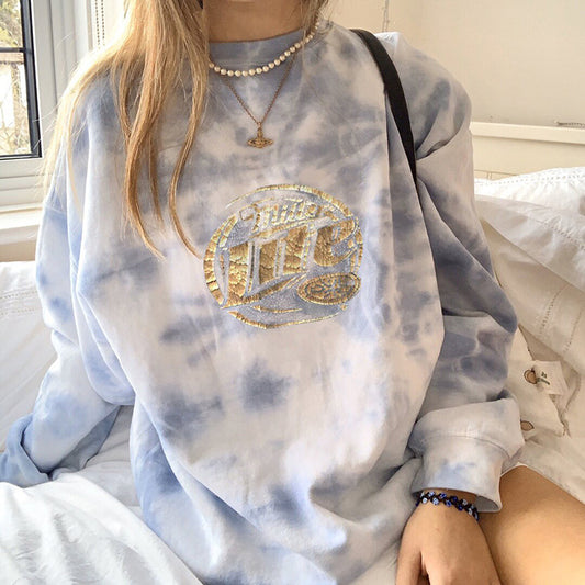 Hættetrøje med tie-dye-print til kvinder