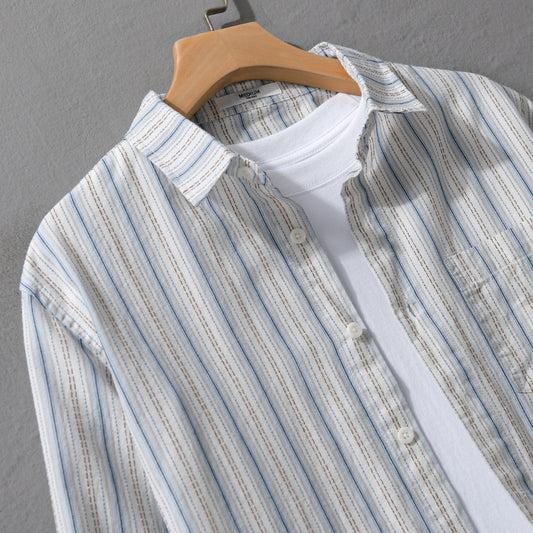 Striped Long-Sleeve Casual All-Match Fashionable Artistic Loose Shirt