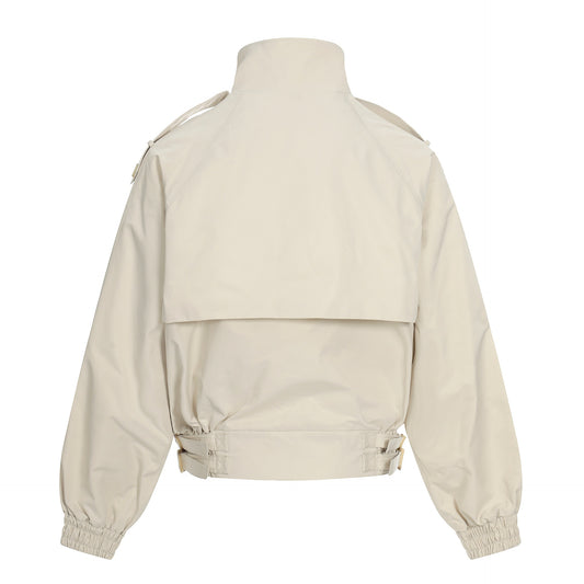 Mens Retro Solid-Color Stand-Up Collar Short Casual Jacket