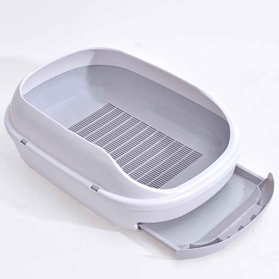 Semi-closed Grid Drawer Double Layer Litter Box