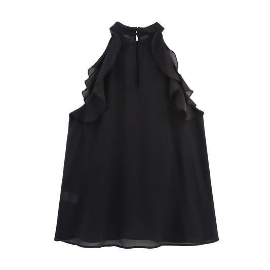 Laminated Decoration Hanging Collar Vest Top