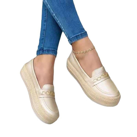 Small Metal Chain Braided Sole Casual Low-top Shoes