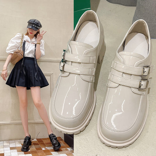 Women's High-heeled British Style Leather Shoes