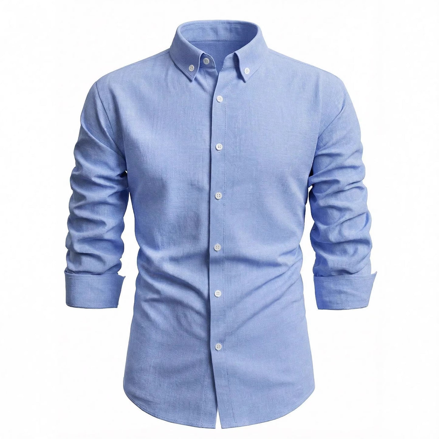 Mens Long-Sleeve Solid-Color Casual Breathable Shirt