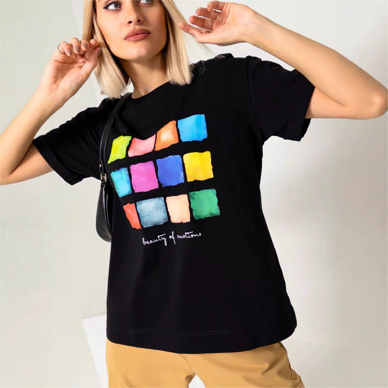 New Summer Womens Top In American Style Trendy Personalized With A Dopamine Boosting Print