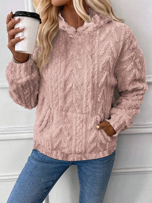 Dame Hættetrøje i Jacquard med Fleece og Løs Pasform