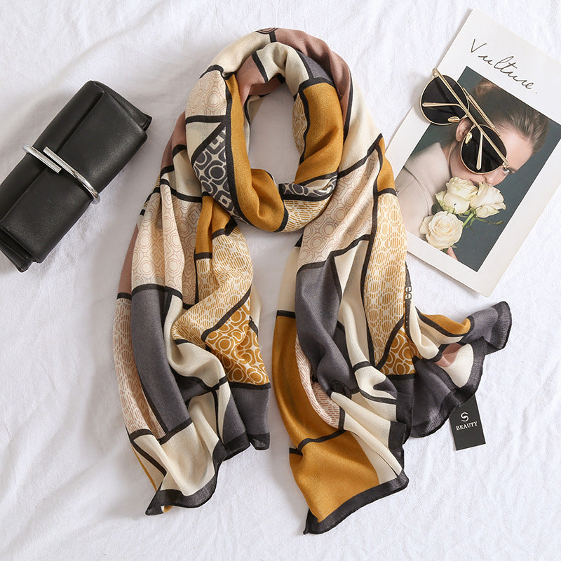 Wild Check Pattern Medium Thick Warm Long Scarf Shawl