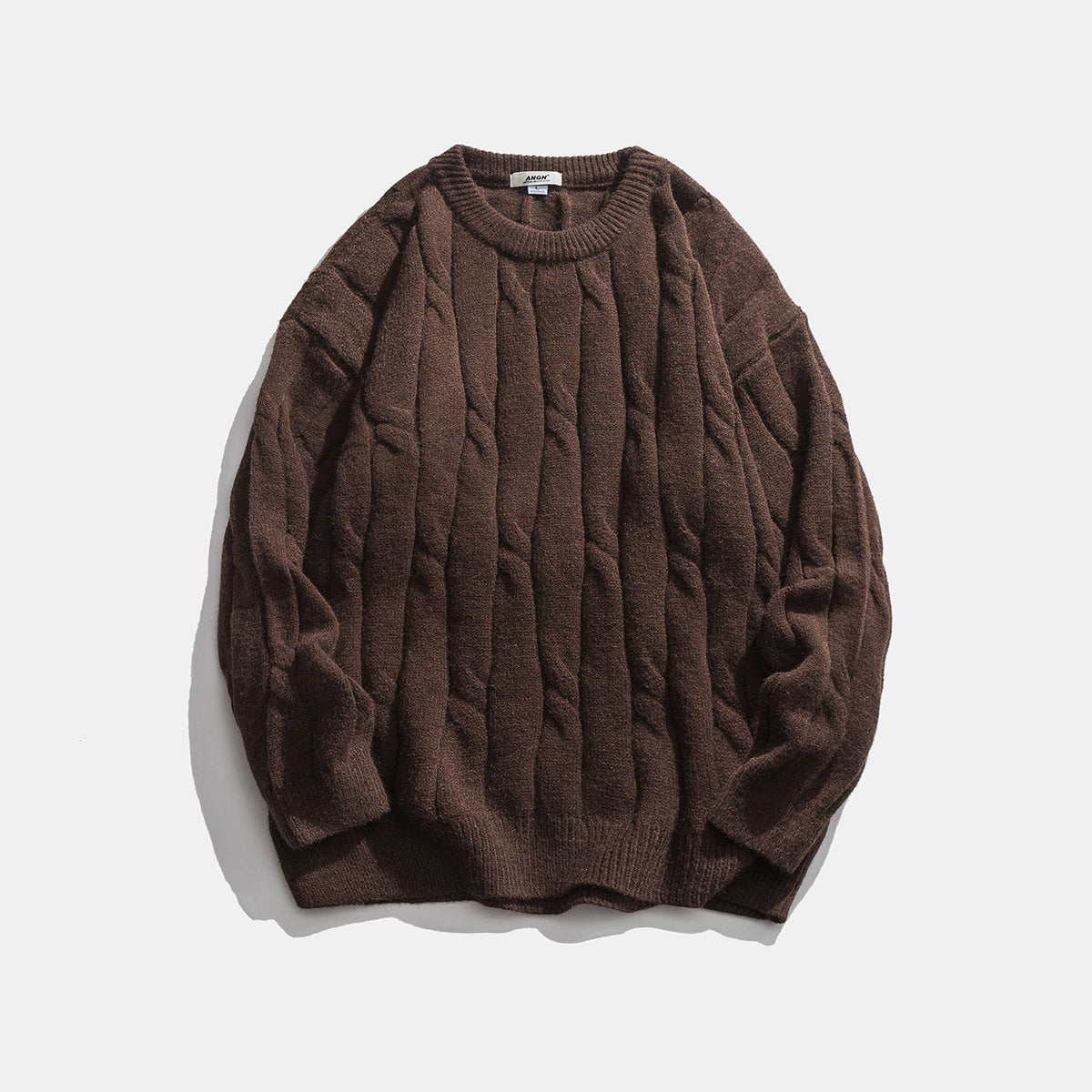 Men's Pure Color Simple Round Neck Pullover Sweater