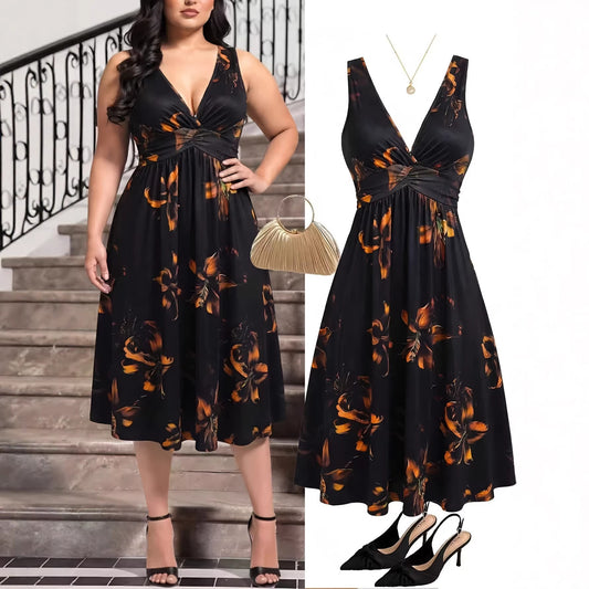 Womens Elegant Bohemian-Style Printed Dress
