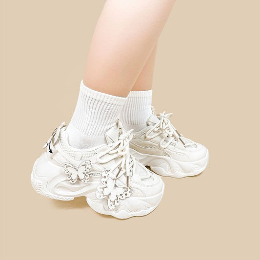 Female Minimalist Casual White Thick Soled Dad Shoes