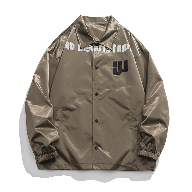 Letter Fashion Brand Lapel Jacket Loose Top Casual Coat
