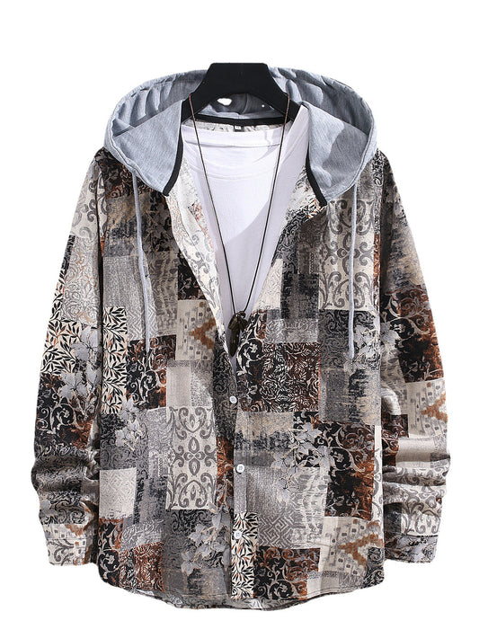 European And American Style Youth Casual Retro Color Matching Shirt