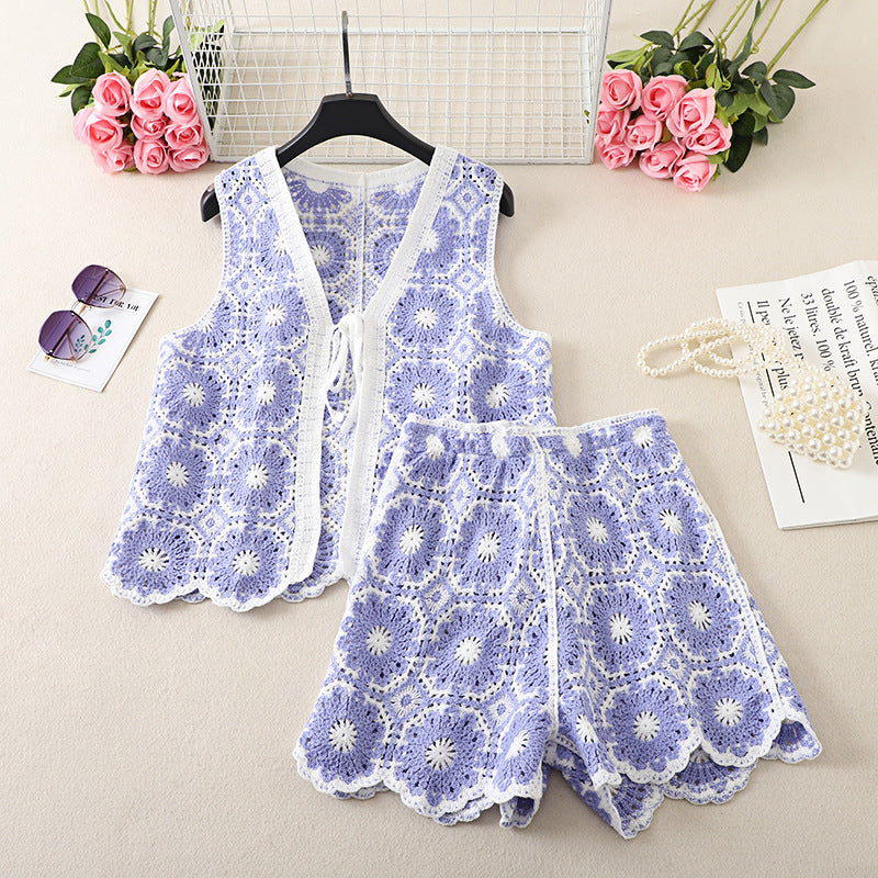 Beautiful Vest Top Shorts Colorful Suit