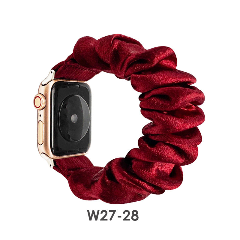 Solid Color Satin Printed Large Intestine Ring Elastic Strap