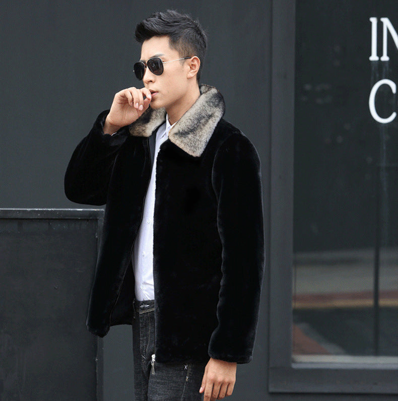 Men's Faux Fur Coat Mink Skin Slim Fit Short
