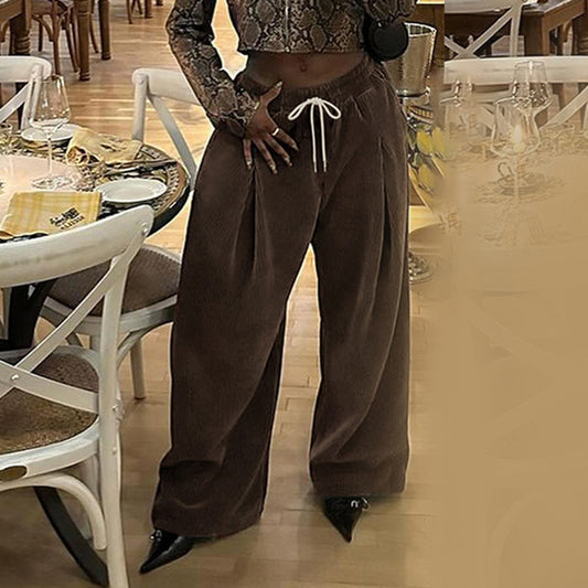 Cross-border European And American New Corduroy Knitted Wide-leg Pants