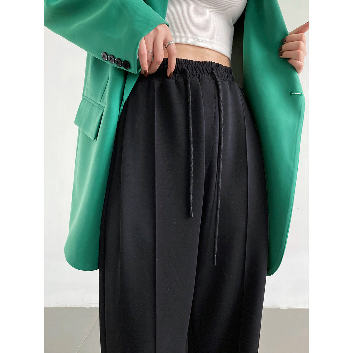 Sports Female Loose Casual Elastic Waist Wide Leg Pants