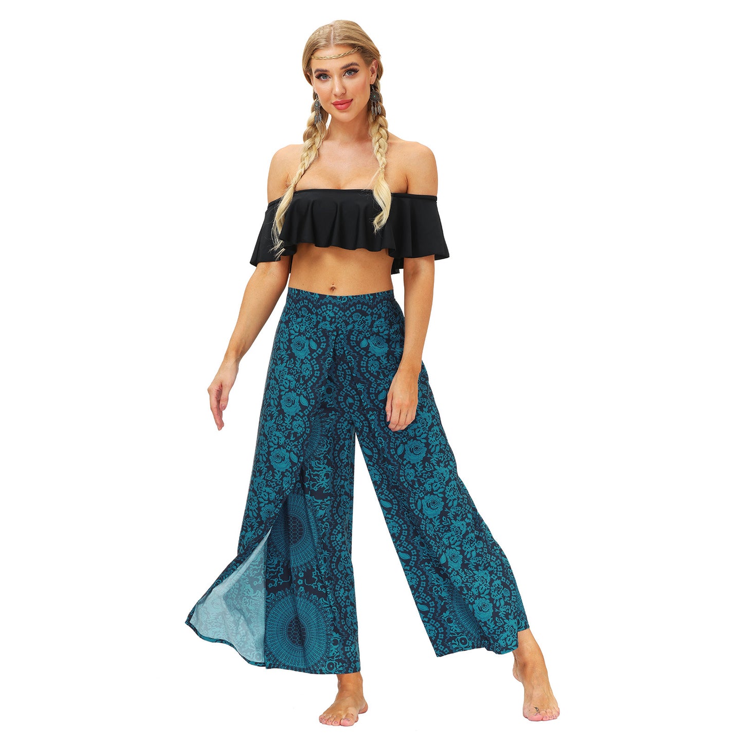 Digital Printing Women's Breathable And Comfortable Straight-leg Pants