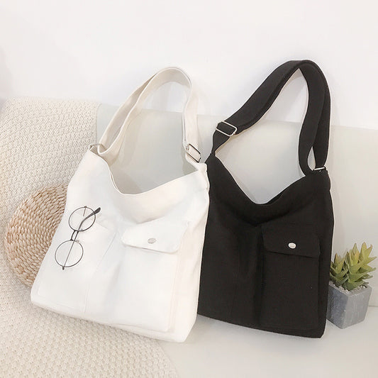 Women's Cross-body Canvas Artistic Solid Color One Shoulder Simple Casual Student Bag