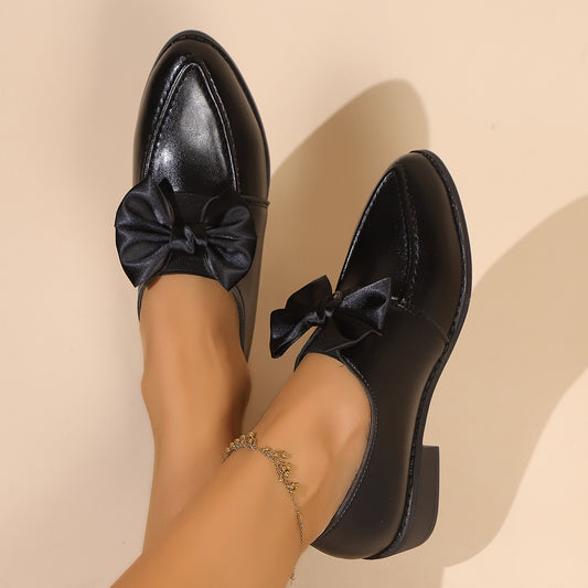 Women's British-style Simple Leather Shoes With Bow