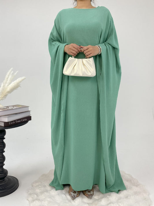 Womens Cinched-waist Batwing-sleeve Dress