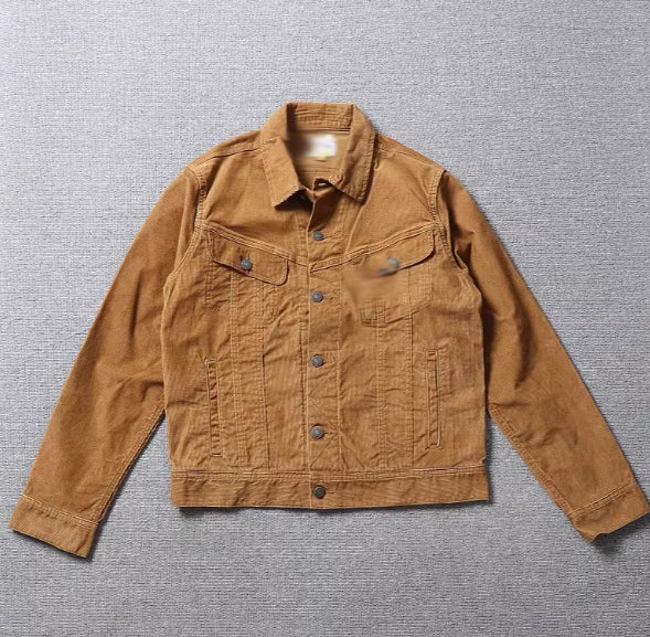 Men's French Retro Casual Solid Color Denim Jacket Shirt