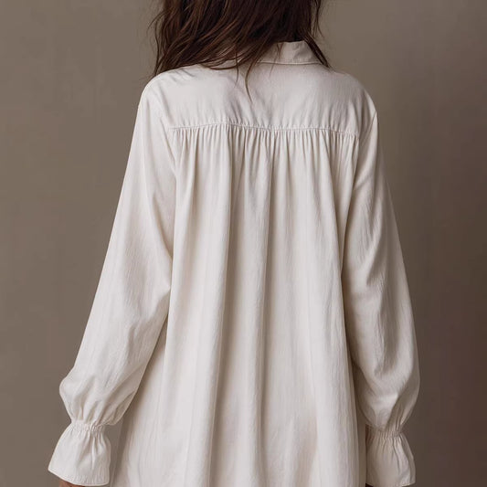 Loose Long Sleeved Lace Shirt Dress