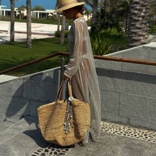 Sexy Sheer Round-Neck Long-Sleeve Split Sun-Protective Dress