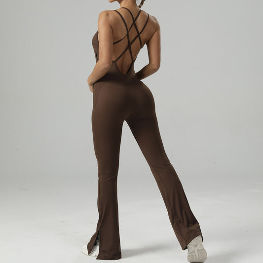 European And American Tight Yoga Jumpsuit Women's Cross Beauty Back Casual