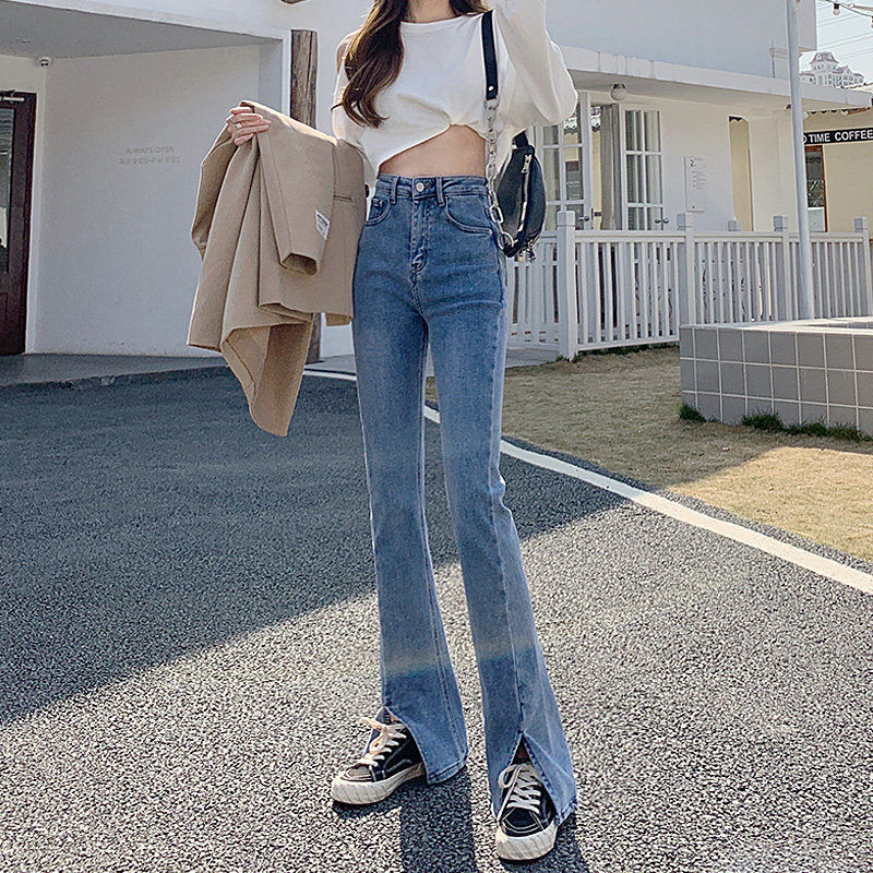 Split Micro Flared Jeans High Waist Slimming Women's Wide-leg Pants