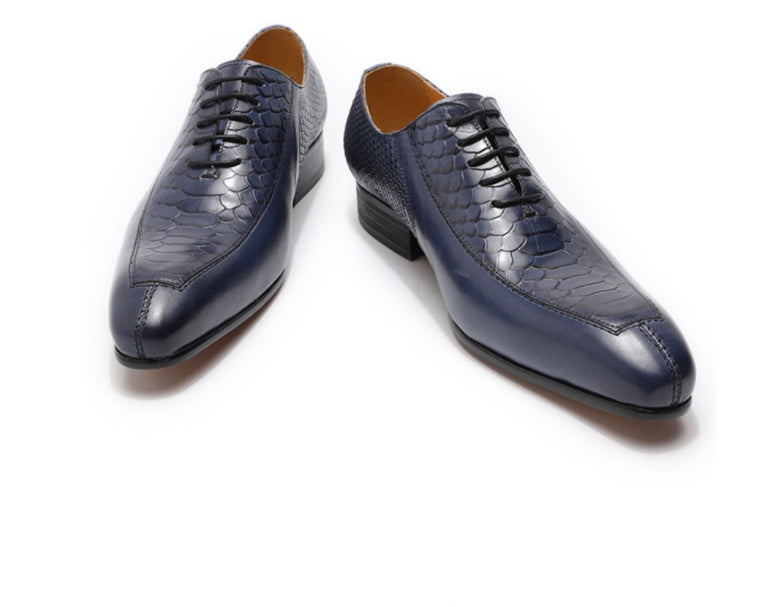 New Summer Business Oxford Leather Trend Snake Embossed Cowhide Shoes