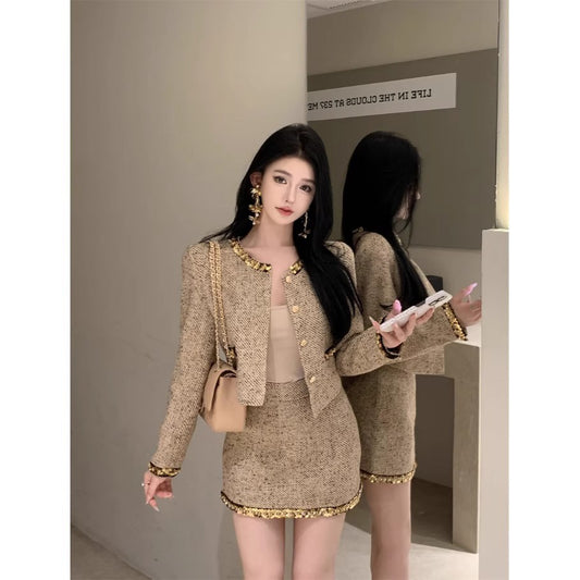 Women's Autumn And Winter Sheath Skirt Two-piece Set