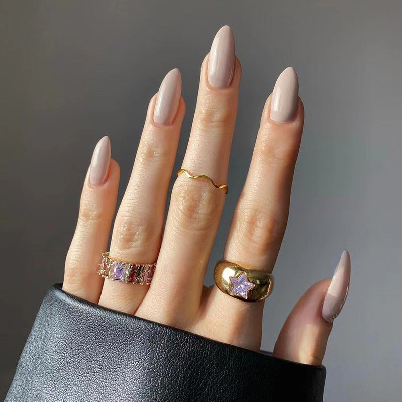 Wear Armor Mid-length Solid Color Nail Shaped Piece