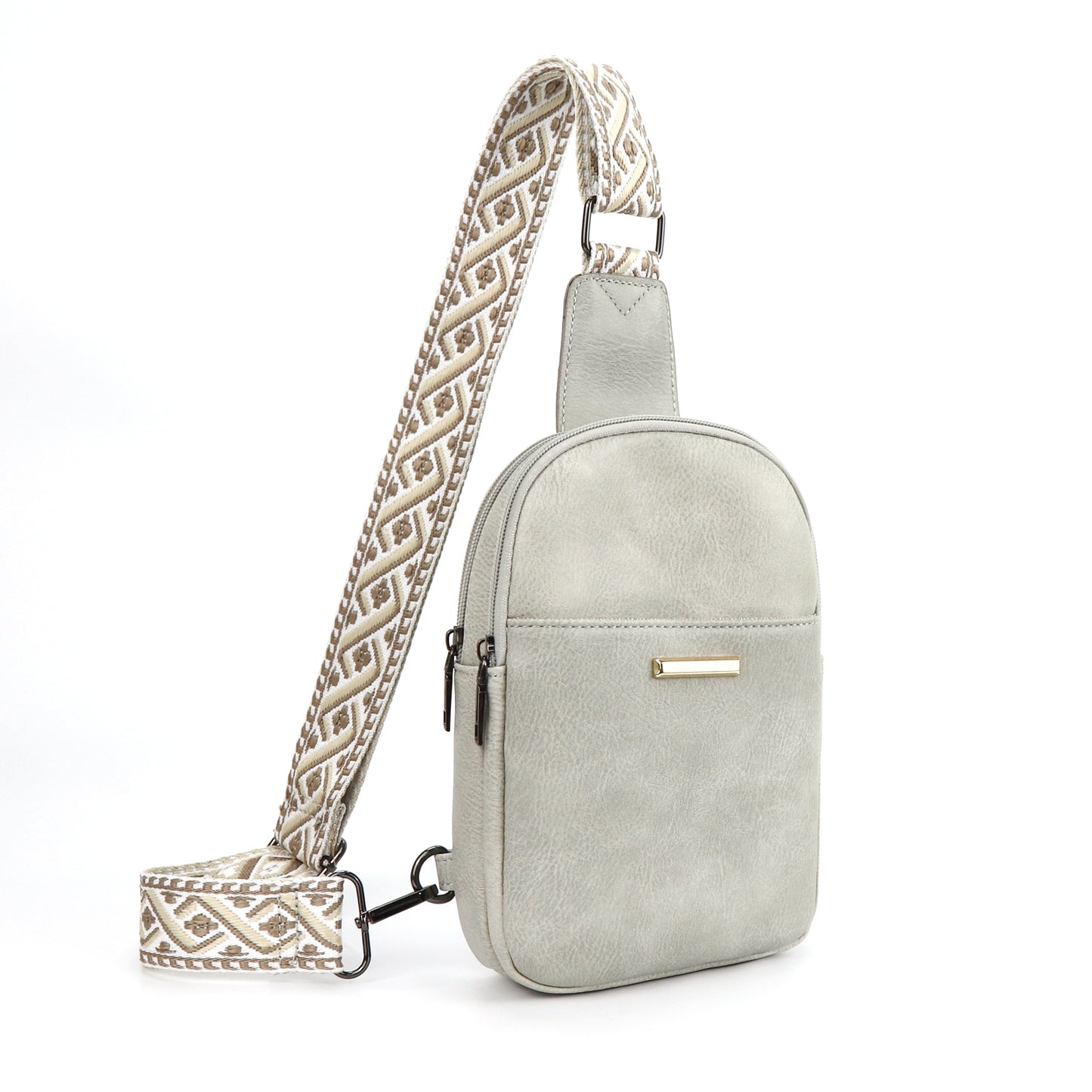 Aftagelig to-i-én-crossbody-taske i læder
