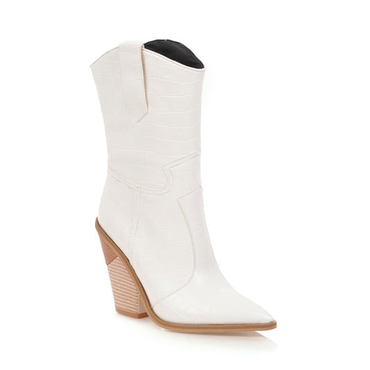 Ankle Boots Fish Scale Pointed Toe