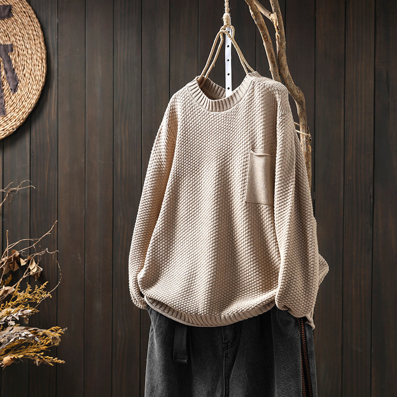 Womens Relaxed Figure-flattering Versatile And Stylish Knit Sweater