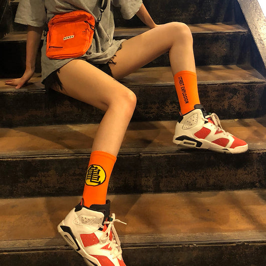 Fashion Brand Dragon Ball Wukong Turtle Mid Tube Cotton Male And Female Stockings